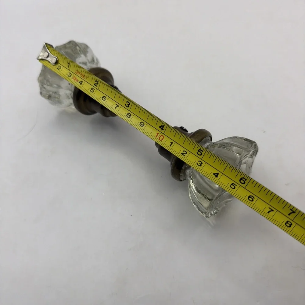 12 Point Glass Crystal Door Knob Set Pair With Hardware Spindle Vintage